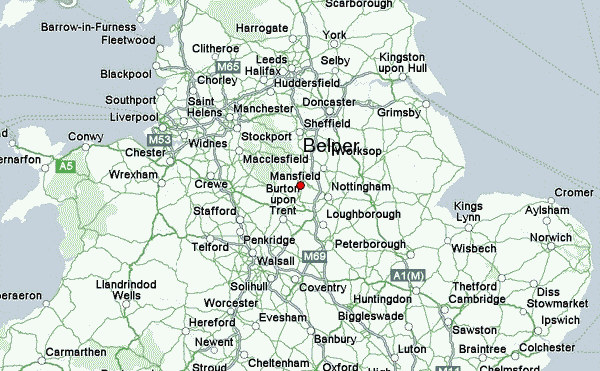 Derbyshire England Map