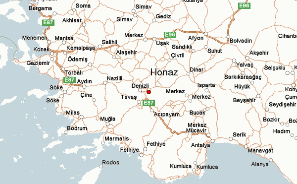 Image result for honaz haritası