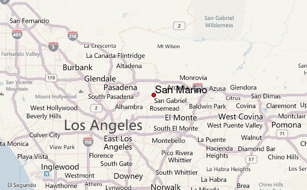 San Marino Location Map (Los Angeles County, California, United States ...